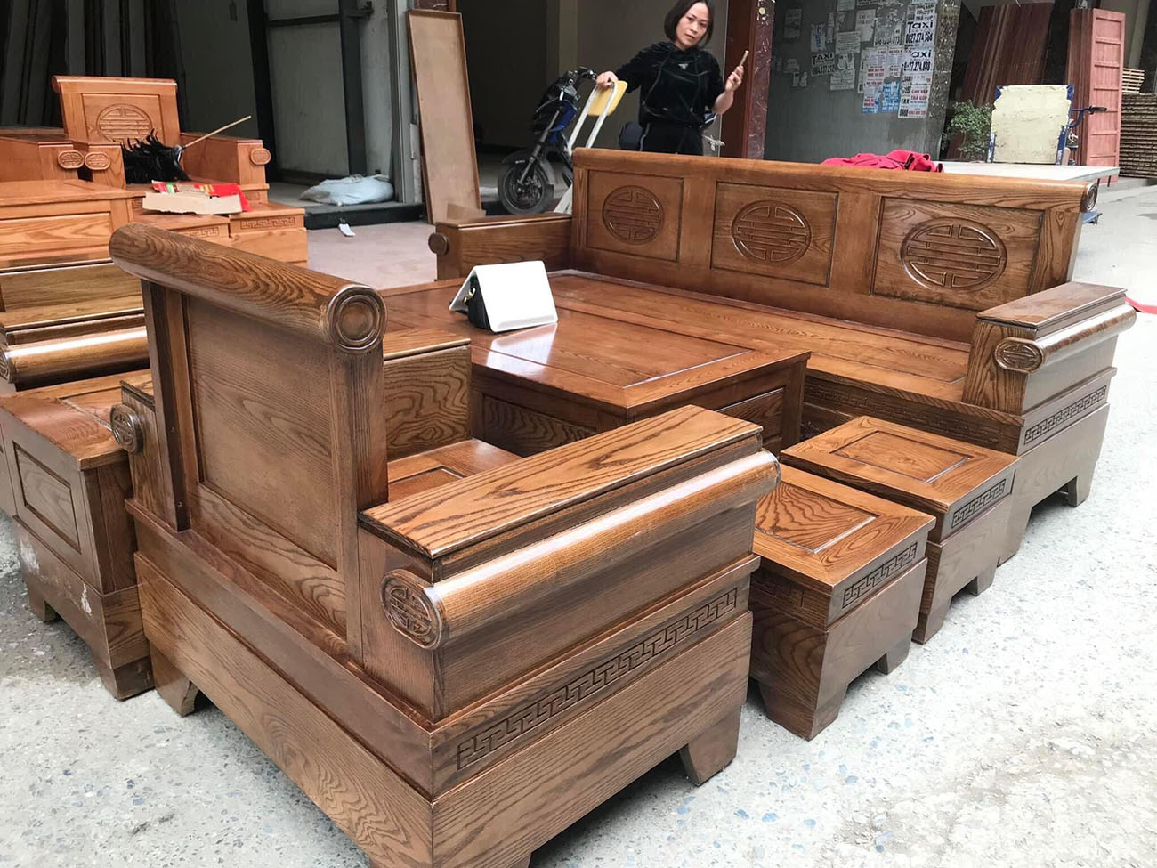 Bộ sofa gỗ phòng khách 7 món